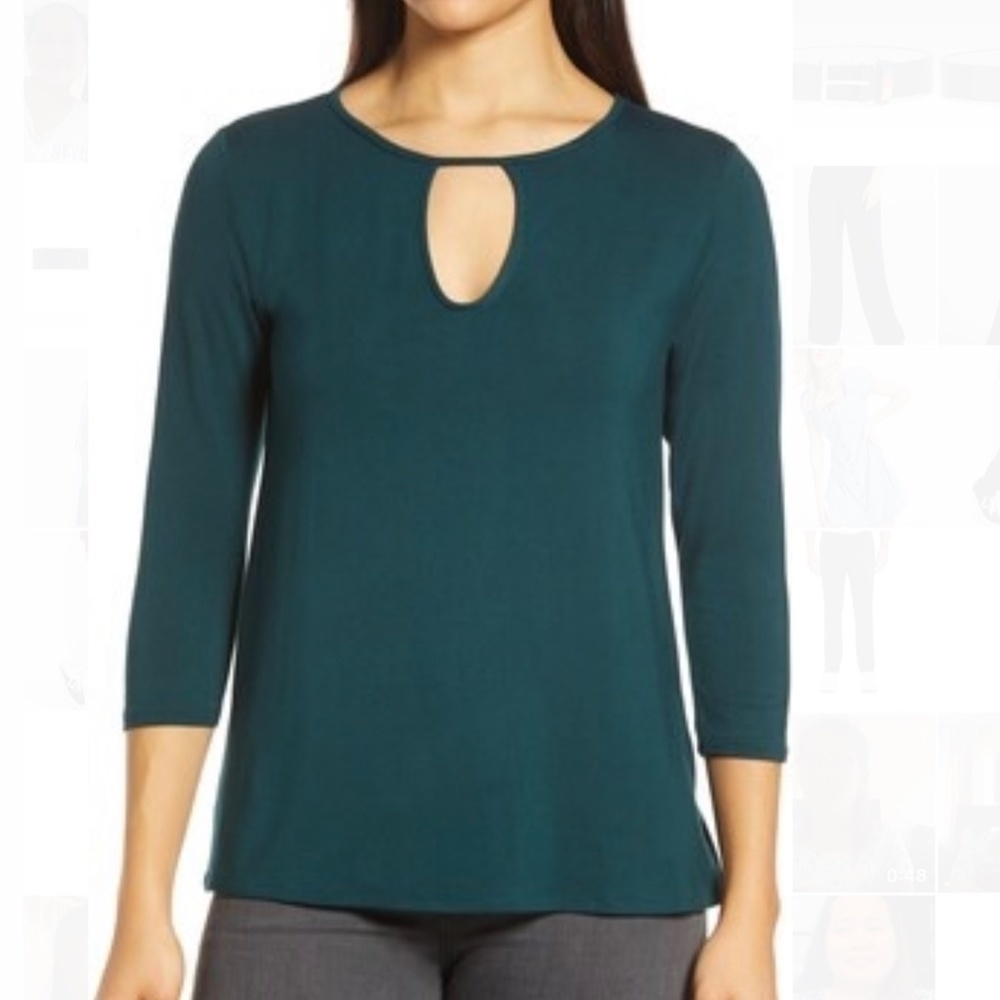Loveappella Women's 3/4 Sleeve Keyhole Top XL